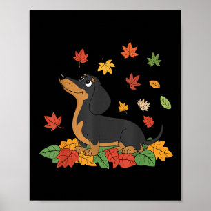 Póster Dachshund Día de Acción de Gracias Peregrino Otoño