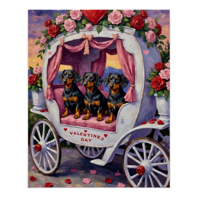 Póster Dachshund Día de San Valentín (Anverso)