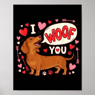 Póster Dachshund Día de San Valentín Te quiero amor Wiene