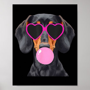 Póster Dachshund Divertido Que Lleva Gafas Y Sopla Burbuj