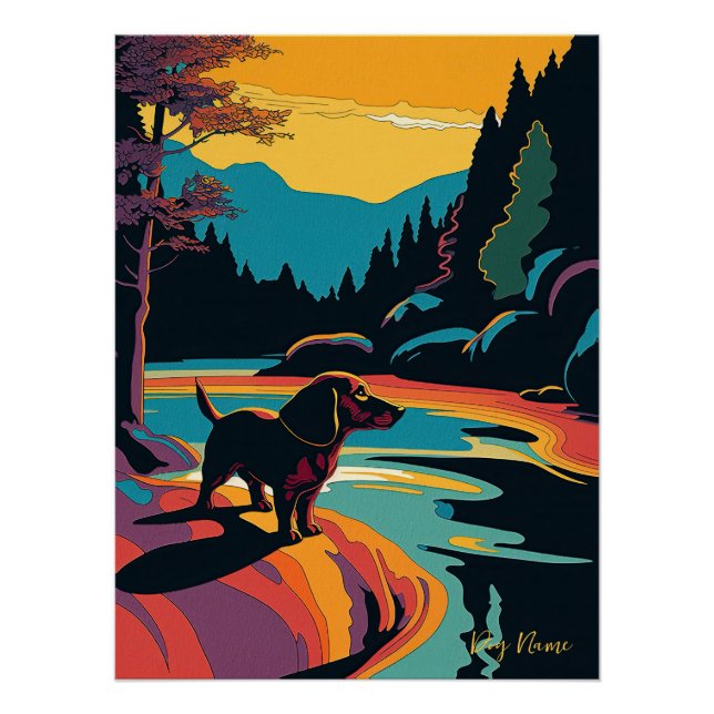 Póster Dachshund Dog 005 - Bruno Pokopen (Anverso)