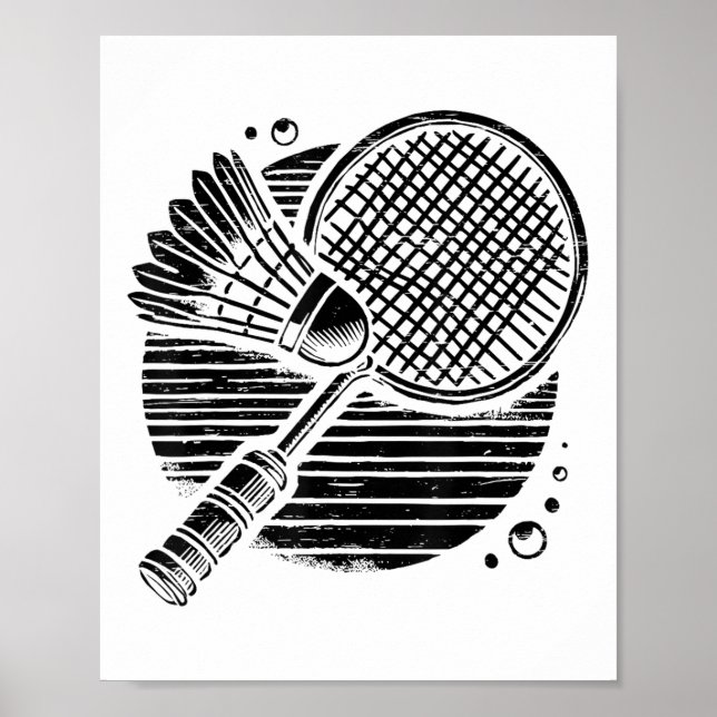 Póster Dachshund Dog Badminton Player Shuttle (Frente)