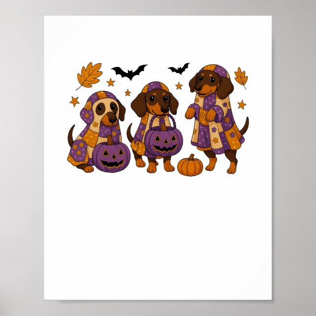Póster Dachshund Dog Ghost Halloween (Frente)
