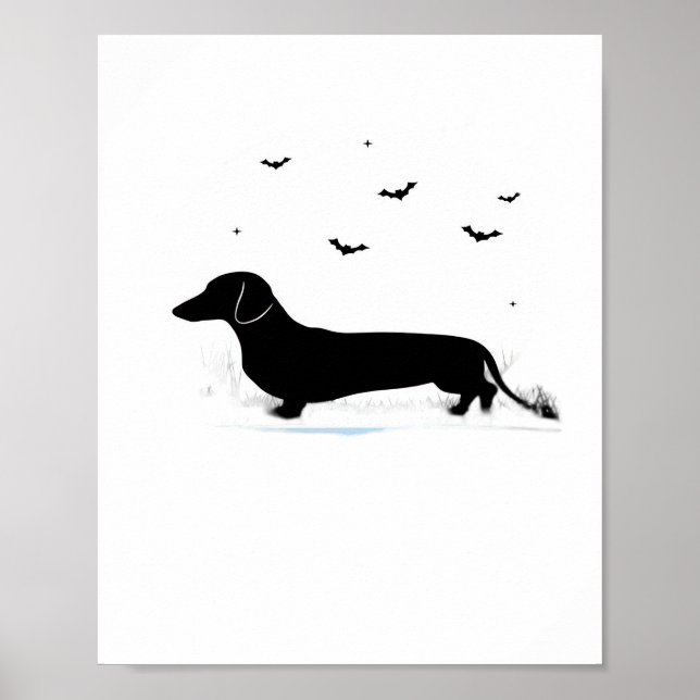 Póster Dachshund Dog - Halloween Moon Silhouette Classic (Frente)