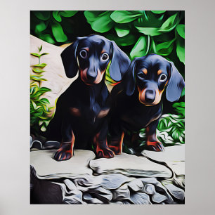 Póster Dachshund Dog Summer Garden Birthday