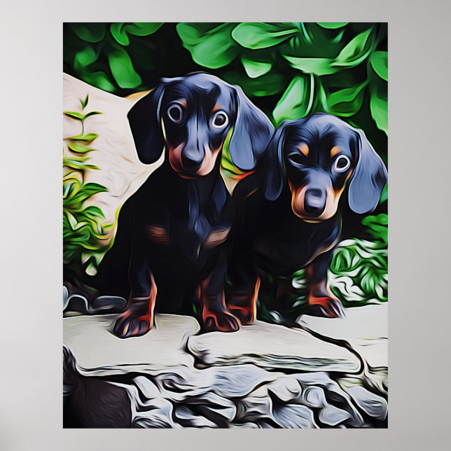 Póster Dachshund Dog Summer Garden Birthday (Frente)