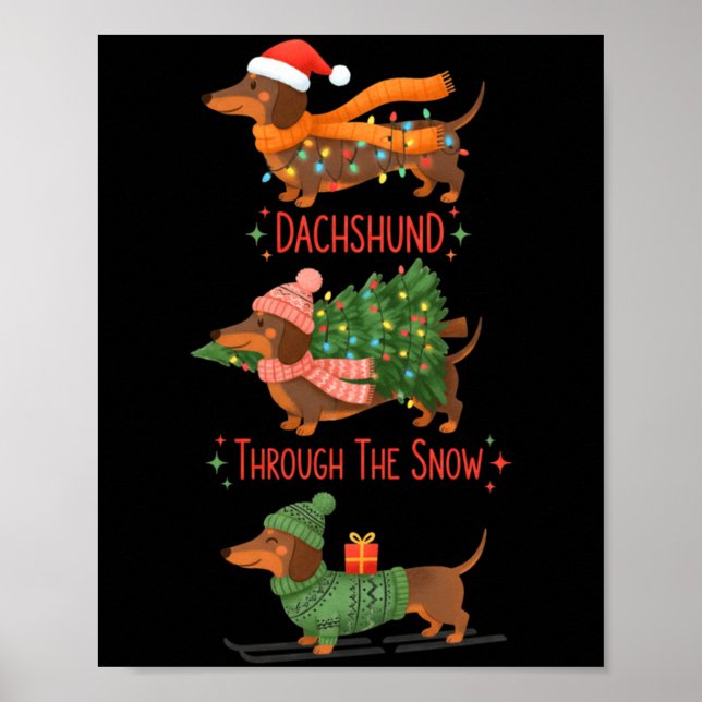 Póster Dachshund Dogs Christmas Sweater Dachshund Through (Frente)
