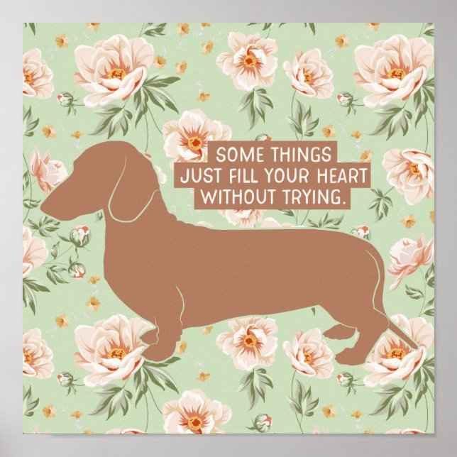 Póster Dachshund Doxie Teckel Lover Illustration Quote (Frente)