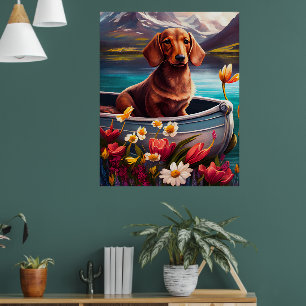 Póster Dachshund en una paleta: Una aventura escénica