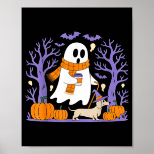 Póster Dachshund fantasma divertido temporada espeluznant