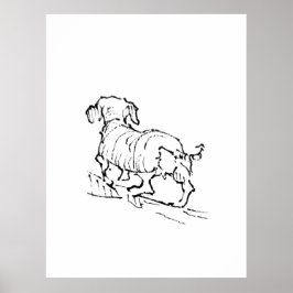 Póster Dachshund Feliz – Ilustración de Perro Salchicha