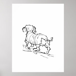 Póster Dachshund Feliz – Ilustración de Perro Salchicha
