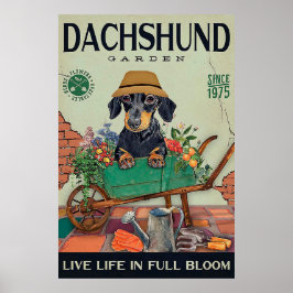 Póster Dachshund Gardening regalo de citas graciosas