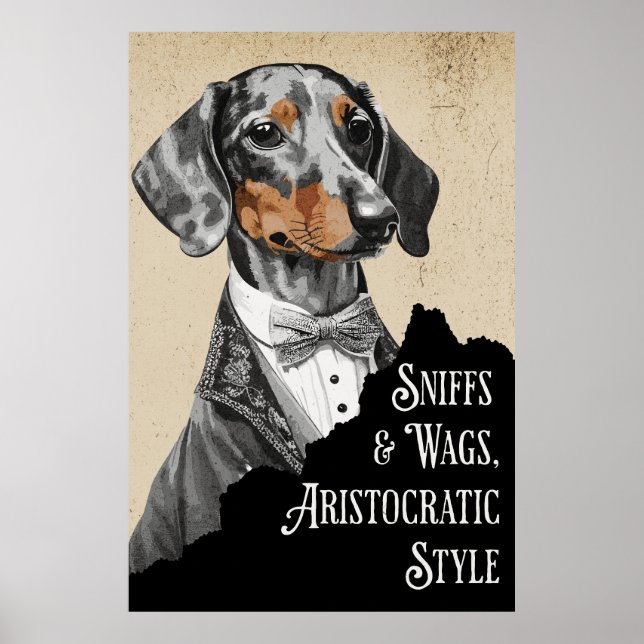 Póster Dachshund Gentleman de la era victoriana (Frente)