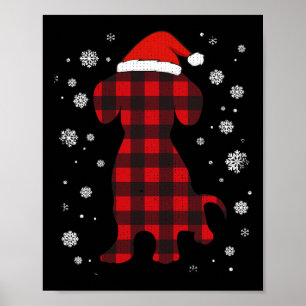 Póster Dachshund Gorro de Santa Amante de Perros Navidad