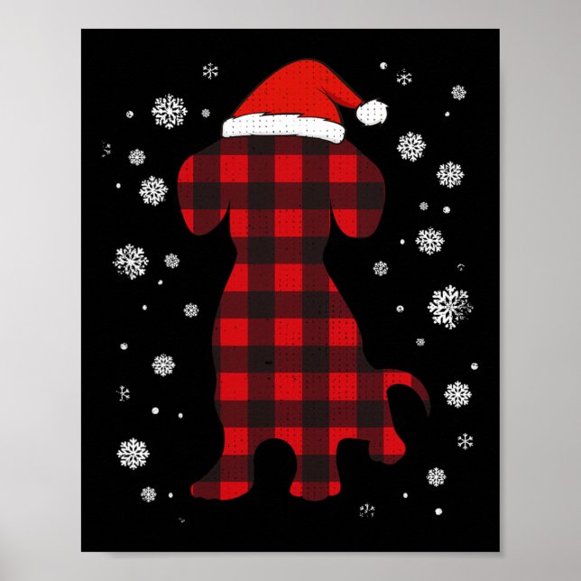 Póster Dachshund Gorro de Santa Amante de Perros Navidad  (Frente)