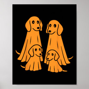Póster Dachshund Halloween Fantasma Familia Divertido Per