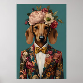 Póster Dachshund In Suit Poster, Dachshund Portrait