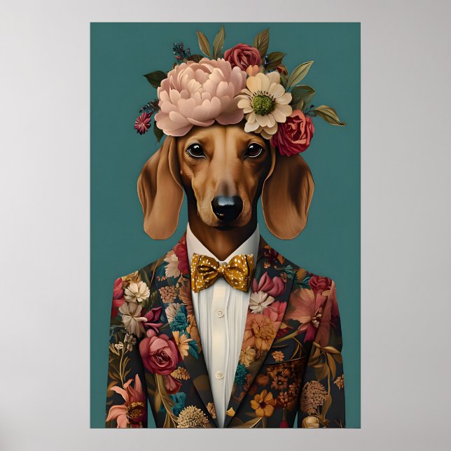Póster Dachshund In Suit Poster, Dachshund Portrait (Frente)