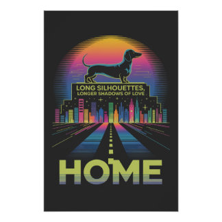 Póster Dachshund Long Silhouettes, Longer Shadows Of Love