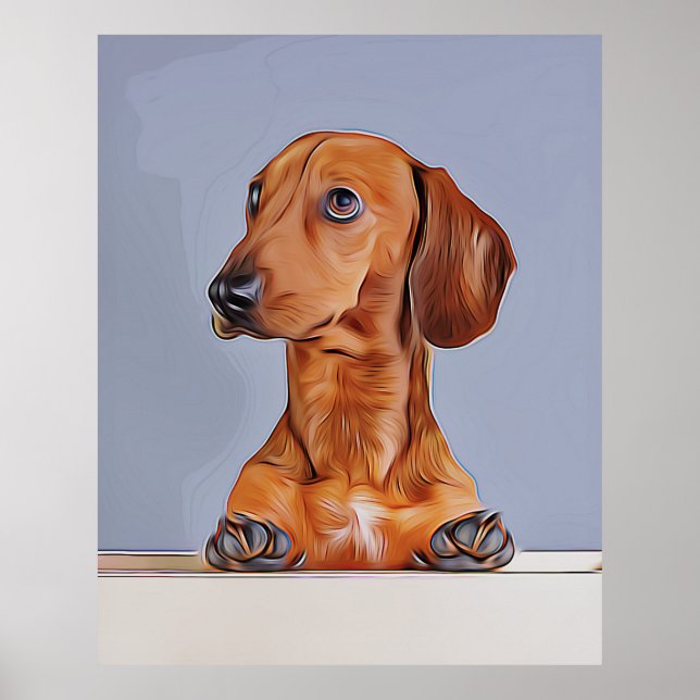 Póster Dachshund Looking Away Doxie Dog Birthday (Frente)