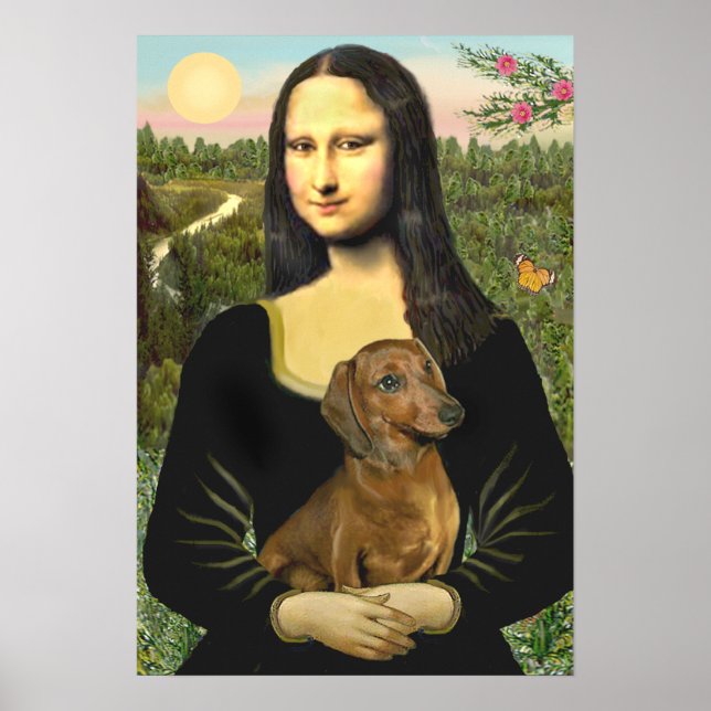 Póster Dachshund (marrón1) - Mona Lisa (Frente)