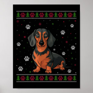 Póster Dachshund Navidades Sweater Xmas Mascota Animal Do