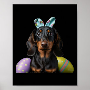 Póster Dachshund Pascua Feliz Día de Pascua