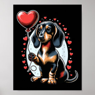 Póster Dachshund Perro Día de San Valentín Dueño de Perro