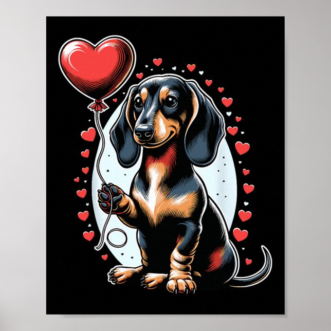Póster Dachshund Perro Día de San Valentín Dueño de Perro (Frente)