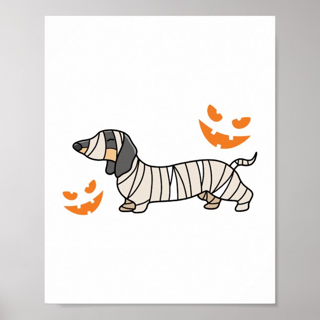 Póster Dachshund Perro Halloween Candy Corn Luna llena (Frente)