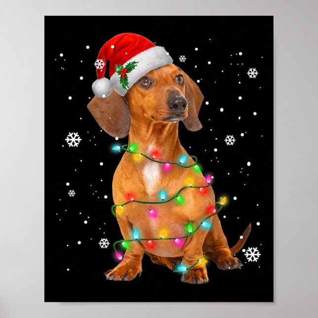Póster Dachshund Perros Árboles Navidades Dulce Navidad P (Frente)