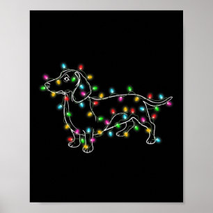 Póster Dachshund Perros Árboles Navidades Regalos De Navi