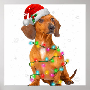 Póster Dachshund Perros Árboles Navidades Sweater Xmas Re