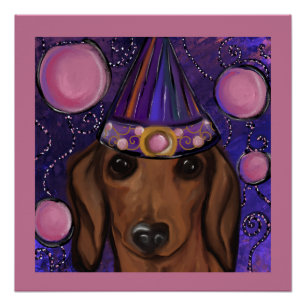 Póster Dachshund Rojo        