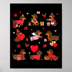 Póster Dachshund San Valentín Perrito Lindo Amor De Perro