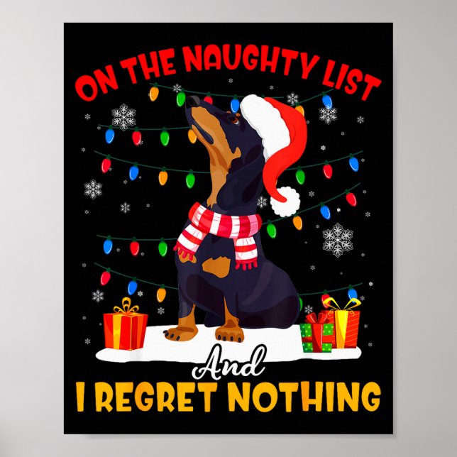 Póster Dachshund Santa On The Naughty List Dachshund Chri (Frente)