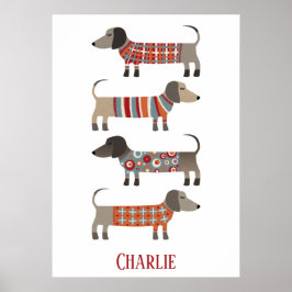 Póster Dachshund Sausage Dog Personalizado