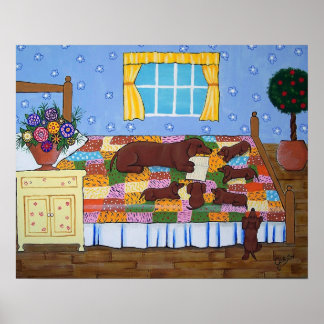 Póster Dachshund Story Time Art Print