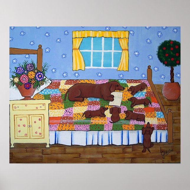 Póster Dachshund Story Time Art Print (Frente)