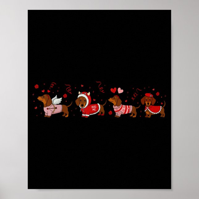 Póster Dachshund Valentine Dachshund Valentine’s Day Saus (Frente)