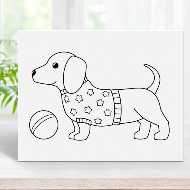 Póster Dachshund Wiener Dog and Ball Colour Page (Subido por el creador)