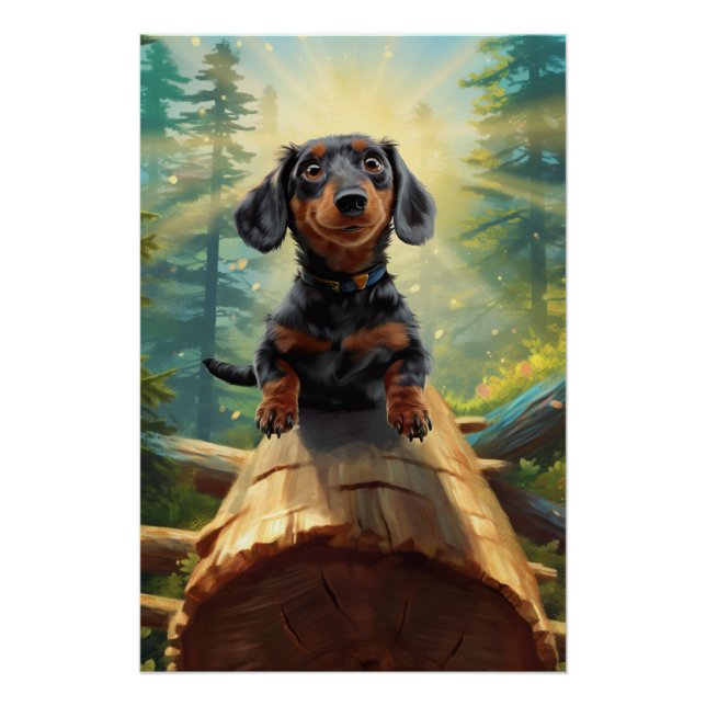 Póster Dachshund Y Butterfly Chase Adventure (Anverso)