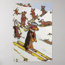 Póster Dachshunds en las pistas, agregar texto
