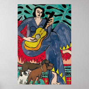 Póster Dachshunds, una mujer de estilo Guitarra y Matisse