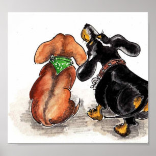 Póster dachshunds watching...