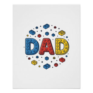 Póster Dad Building Blocks Diseño Vectorial Vintage_1