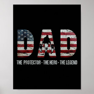 Póster Dad El Protector Hero Leyenda La Bandera Estadouni