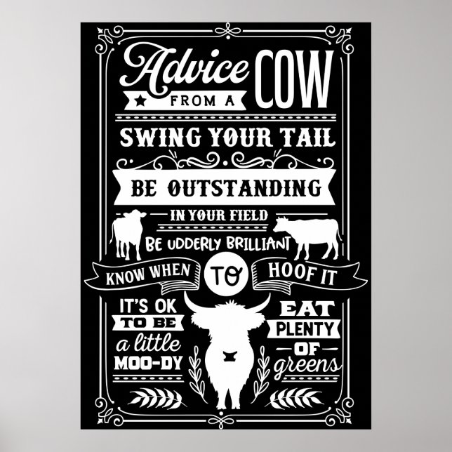 Póster Dad Farmer Recibe Consejos De Su Poster Vaca (Frente)