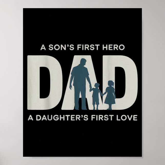 Póster Dad Holding Kids Family Silhouette Father Quote  (Frente)